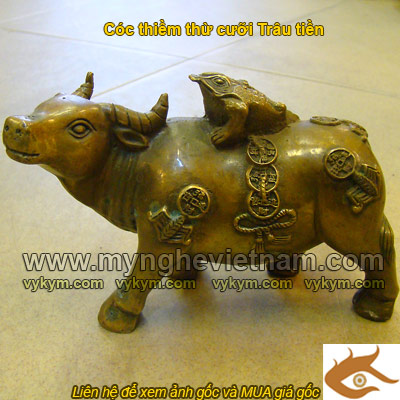 tượng thiềm thừ cưỡi trâu, tượng cóc 3 chân cưỡi trâu phát tài lộc