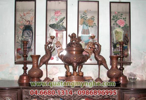 đỉnh đồng, đỉnh song long, đồ thờ cúng, đỉnh đồng thờ cúng, lư đồng, lư hương