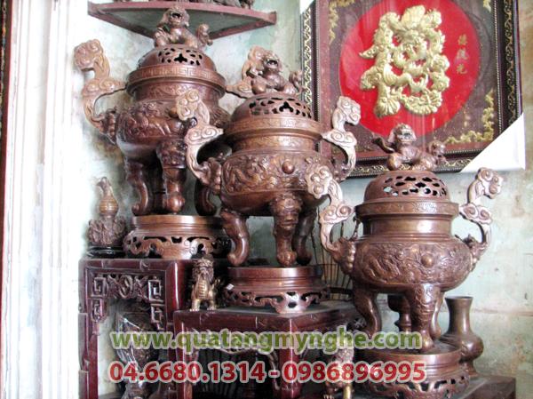 đỉnh đồng, đỉnh song long, đồ thờ cúng, đỉnh đồng thờ cúng, lư đồng, lư hương