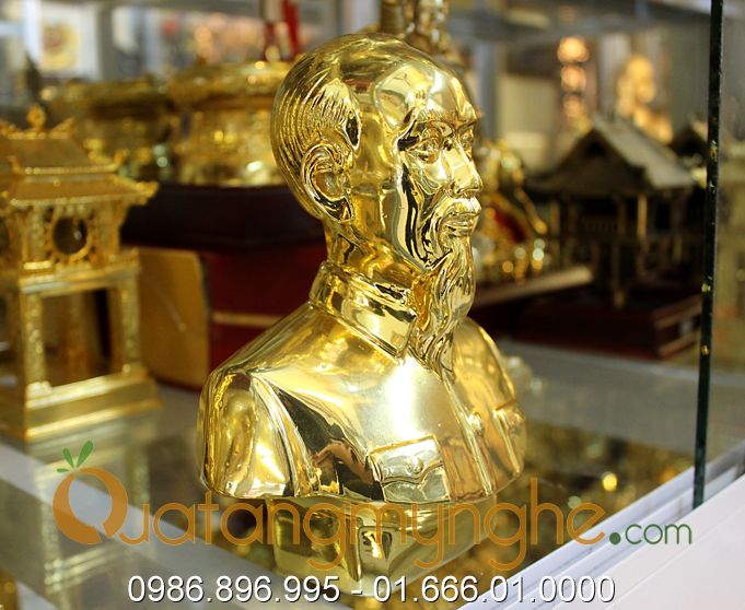tượng bác hồ bán thân bằng đồng 20cm mạ vàng