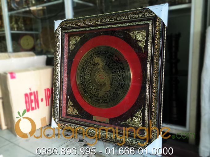 tranh trống đồng ăn mòn bản đồ Việt nam, quà tặng đối tác, quà tặng hội nghị
