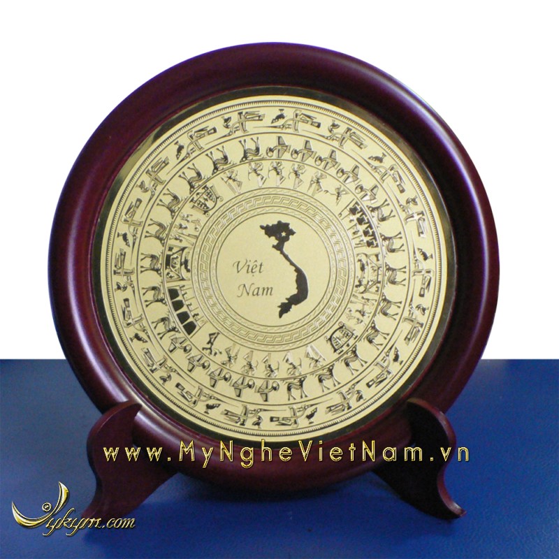 đĩa quà tặng mặt trống đồng bản đồ việt nam 18cm 23cm