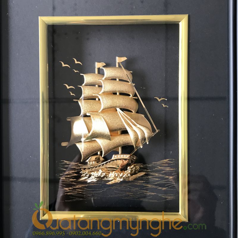 Tranh thuyền buồm dát vàng lá 24k cao cấp