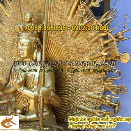 tượng phật bà thiên thủ thiên nhãn, tượng nghìn mắt nghìn tay bằng đồng đúc 5