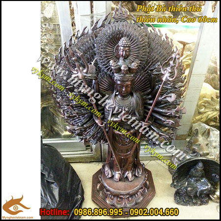 tượng phật bà thiên thủ thiên nhãn, tượng nghìn mắt nghìn tay bằng đồng đúc 9
