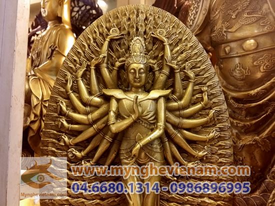 tượng phật bà thiên thủ thiên nhãn, tượng nghìn mắt nghìn tay bằng đồng đúc 11