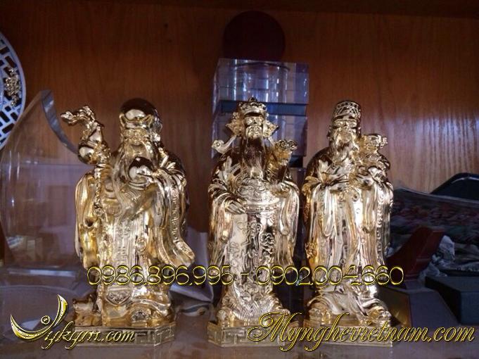 tượng tam đa phúc lộc thọ bằng đồng mạ vàng