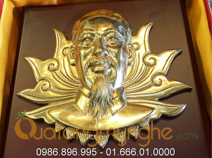 đĩa đồng lưu niệm chân dung bác hồ, phù điêu bác hồ bằng đồng